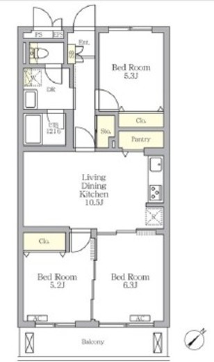 メゾンカルム中落合North 202 間取り図