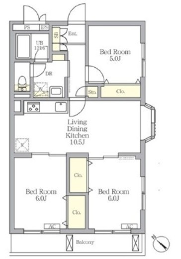 メゾンカルム中落合North 204 間取り図