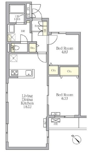 メゾンカルム中落合North 206 間取り図