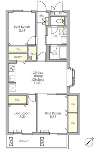 メゾンカルム中落合North 302 間取り図