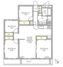メゾンカルム中落合North 305 間取り図