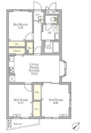 メゾンカルム中落合South 201 間取り図
