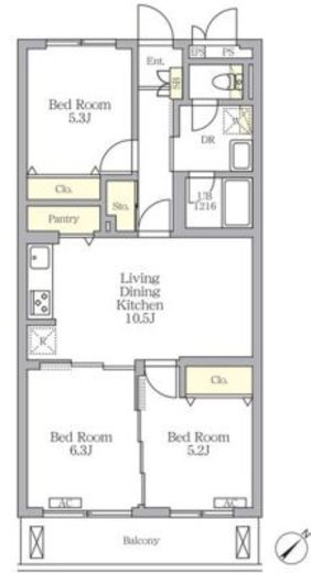 メゾンカルム中落合South 203 間取り図