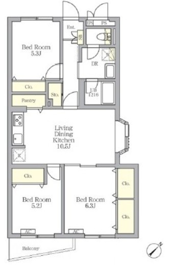 メゾンカルム中落合South 301 間取り図