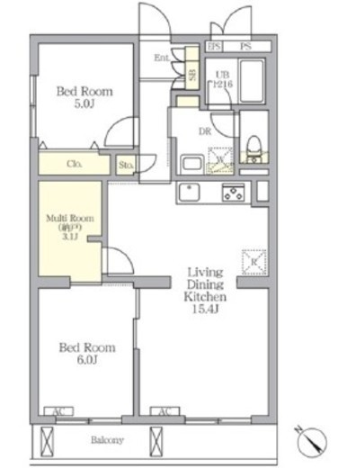 メゾンカルム中落合South 306 間取り図