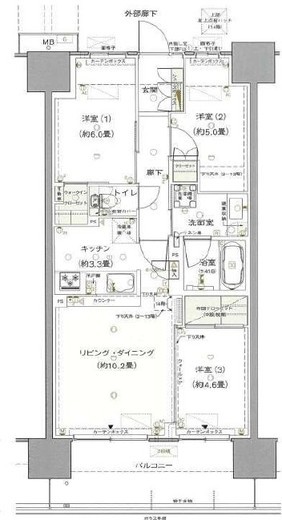 プレイズ北千住 6階 間取り図