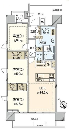 パークホームズ登戸ステーションアヴェニュー 11階 間取り図