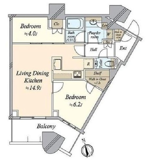 パークタワー勝どきミッド/サウス 25階 間取り図