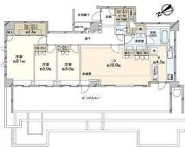 ザ・パークハウス御苑内藤町 5階 間取り図
