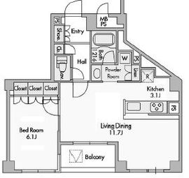 プライムアーバン赤坂 306 間取り図