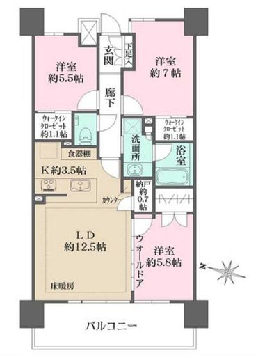 ザ・パークハウス横浜川和町フロント 8階 間取り図