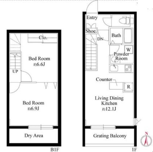 グランパセオ中目黒Ⅱ 101 間取り図