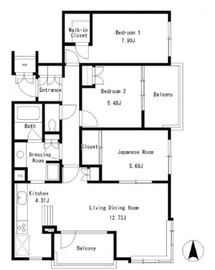 セントラル・ヒル鶴見 E-301 間取り図