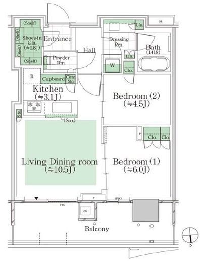 HARUMI FLAG PARK VILLAGE T棟 (晴海フラッグ パークヴィレッジ T棟) 25階 間取り図