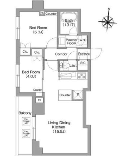 プラネソシエプラス旗の台 303 間取り図