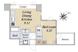 クレストコート旗の台 307 間取り図