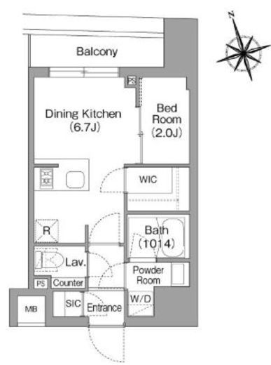 コンフォリア・リヴ八丁堀 1004 間取り図