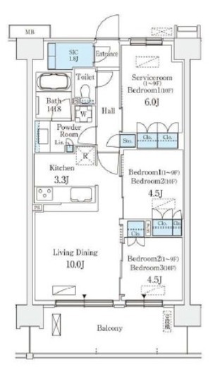 スカイグランデ津田沼 609 間取り図