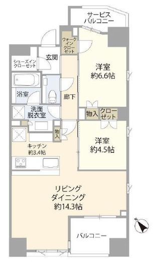 ザ・マジェスティコート目黒 13階 間取り図