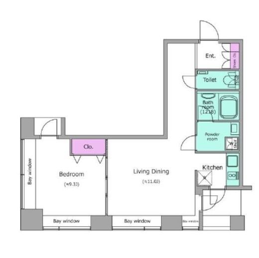 レジディアタワー麻布十番 1204 間取り図