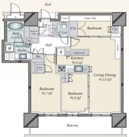 ブランズタワー豊洲 33階 間取り図