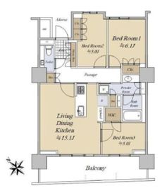 HARUMI FLAG SUN VILLAGE (晴海フラッグ サンヴィレッジ) 2階 間取り図