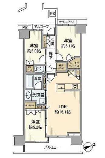 プラウド港北センター北 5階 間取り図