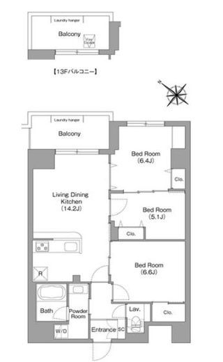 コンフォリア・リヴ豊洲キャナル 611 間取り図