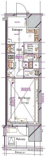 ブランシエスタ浅草蔵前 808 間取り図