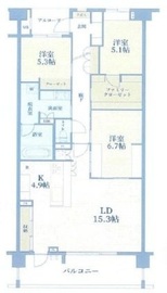 ドレッセ美しの森セントヴェール 3階 間取り図