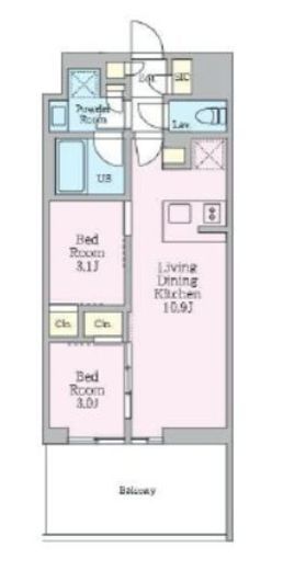 クレストコート東陽町 407 間取り図