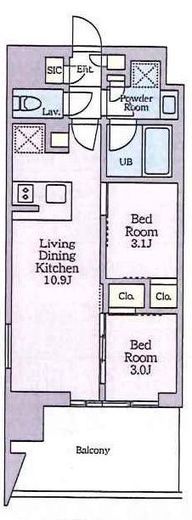 クレストコート東陽町 406 間取り図