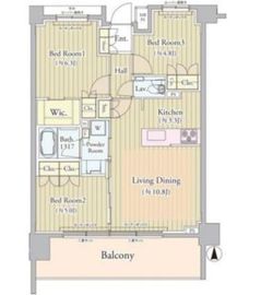 クリオ武蔵小金井フロントアベニュー 3階 間取り図