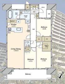 HARUMI FLAG SEA VILLAGE (晴海フラッグ シーヴィレッジ) 4階 間取り図