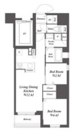 ドゥーエ亀戸Ⅱ 401 間取り図