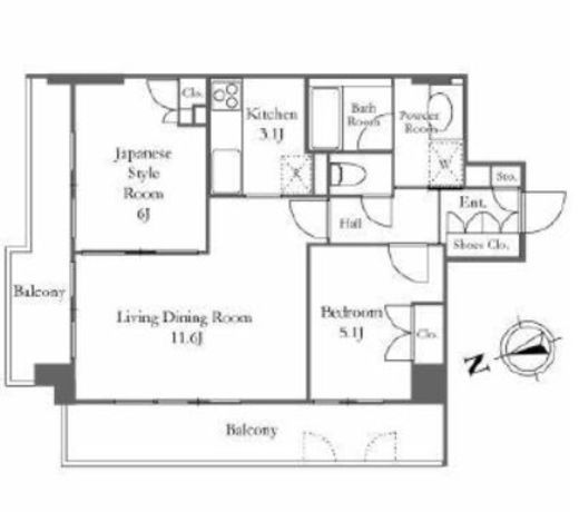 コスモ広尾 8階 間取り図