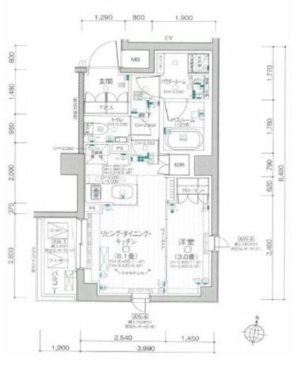 デュオステージ北千住Ⅱ 3階 間取り図
