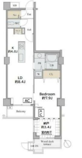 シャレール広尾 2-104 間取り図