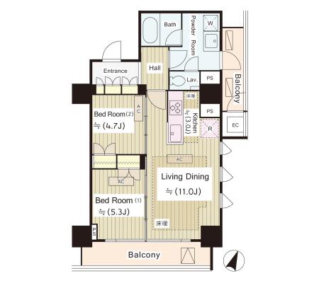 五番町マンション 2階 間取り図