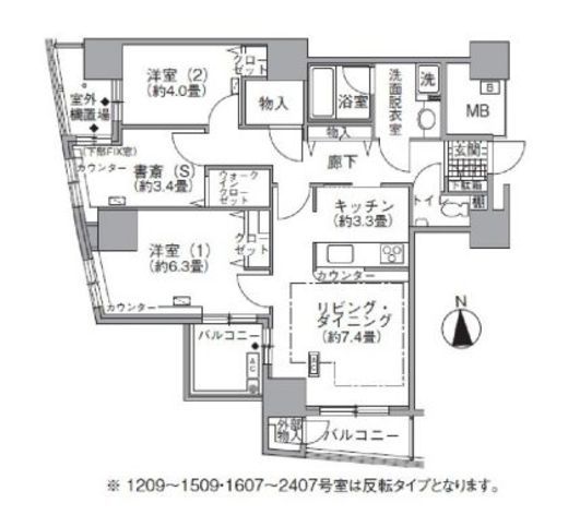 アクティ汐留 1807 間取り図