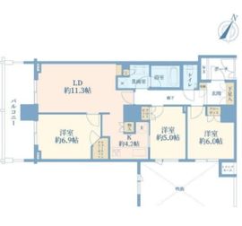 アトラスタワー向ヶ丘遊園 14階 間取り図
