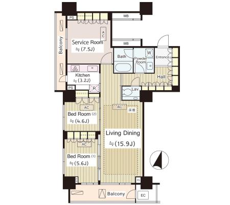 五番町マンション 3階 間取り図