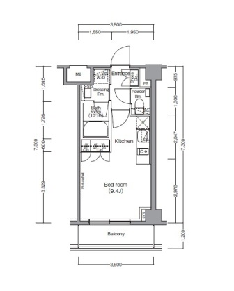 ディームス麻布狸穴町 203 間取り図