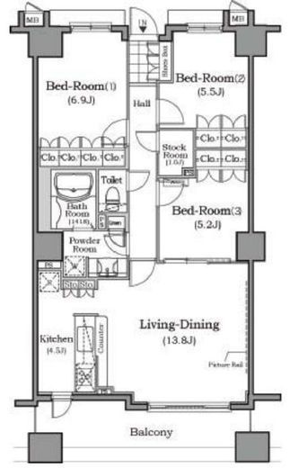 ザ・レジデンス本牧横浜ベイサイド 9階 間取り図