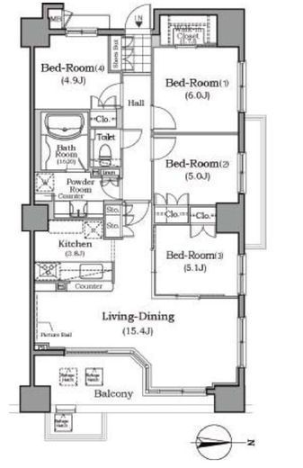 ザ・レジデンス本牧横浜ベイサイド 5階 間取り図