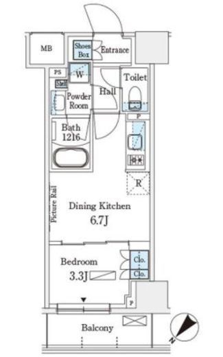パークアクシス横浜伊勢佐木町通り 408 間取り図