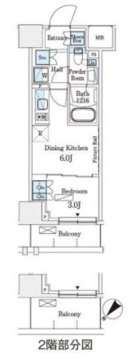 パークアクシス横浜伊勢佐木町通り 409 間取り図