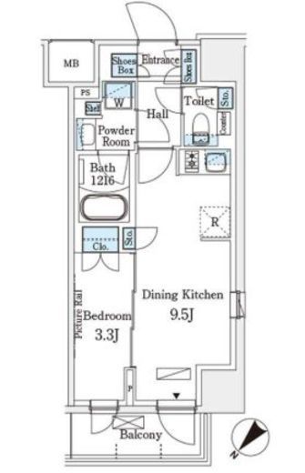 パークアクシス横浜伊勢佐木町通り 410 間取り図