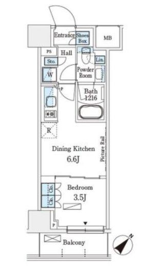 パークアクシス横浜伊勢佐木町通り 416 間取り図