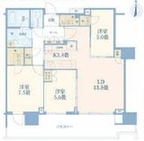 HARUMI FLAG PARK VILLAGE T棟 (晴海フラッグ パークヴィレッジ T棟) 44階 間取り図